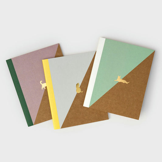 Gebundene Notizbücher 3er Set Katzen