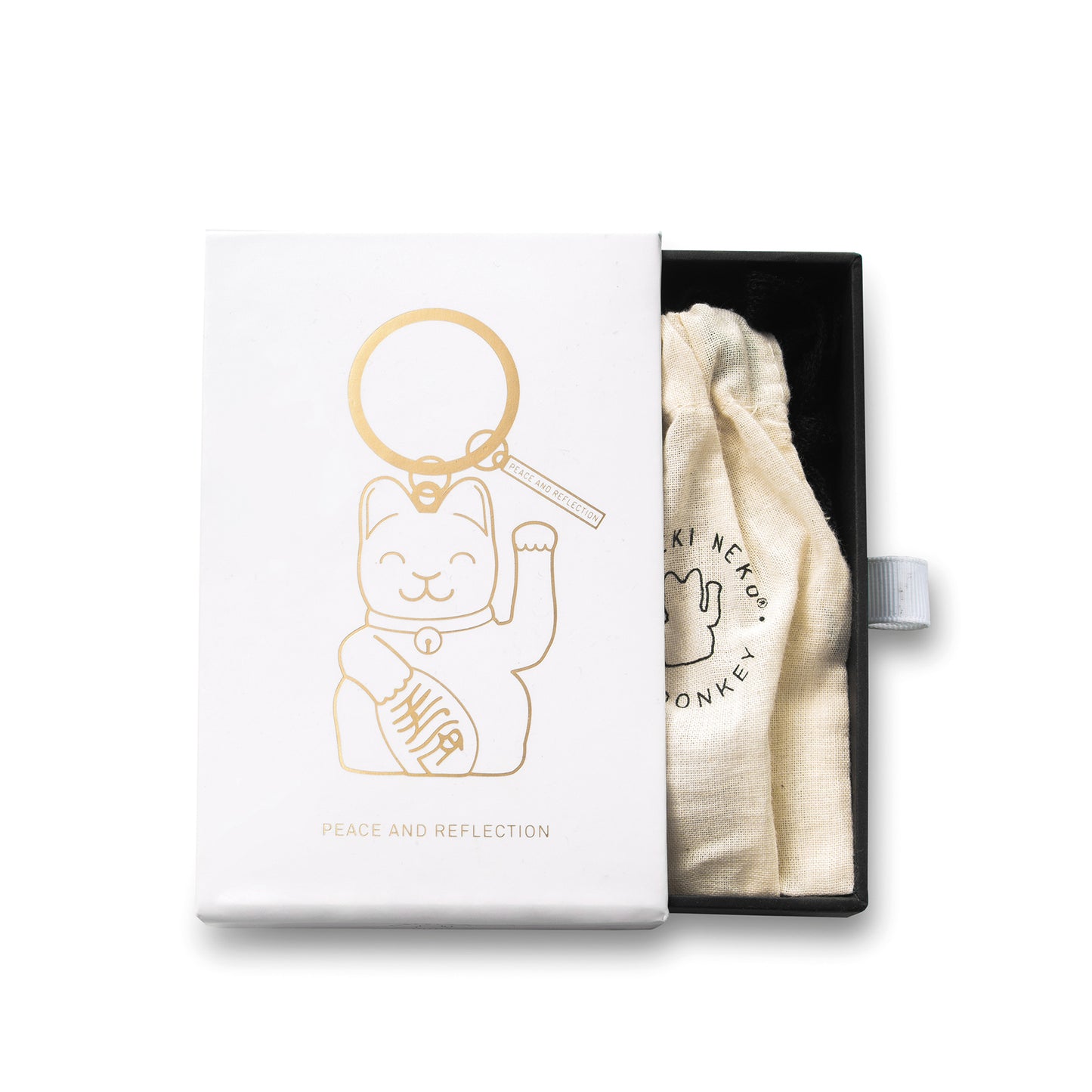 Maneki Neko Key Ring - weiss