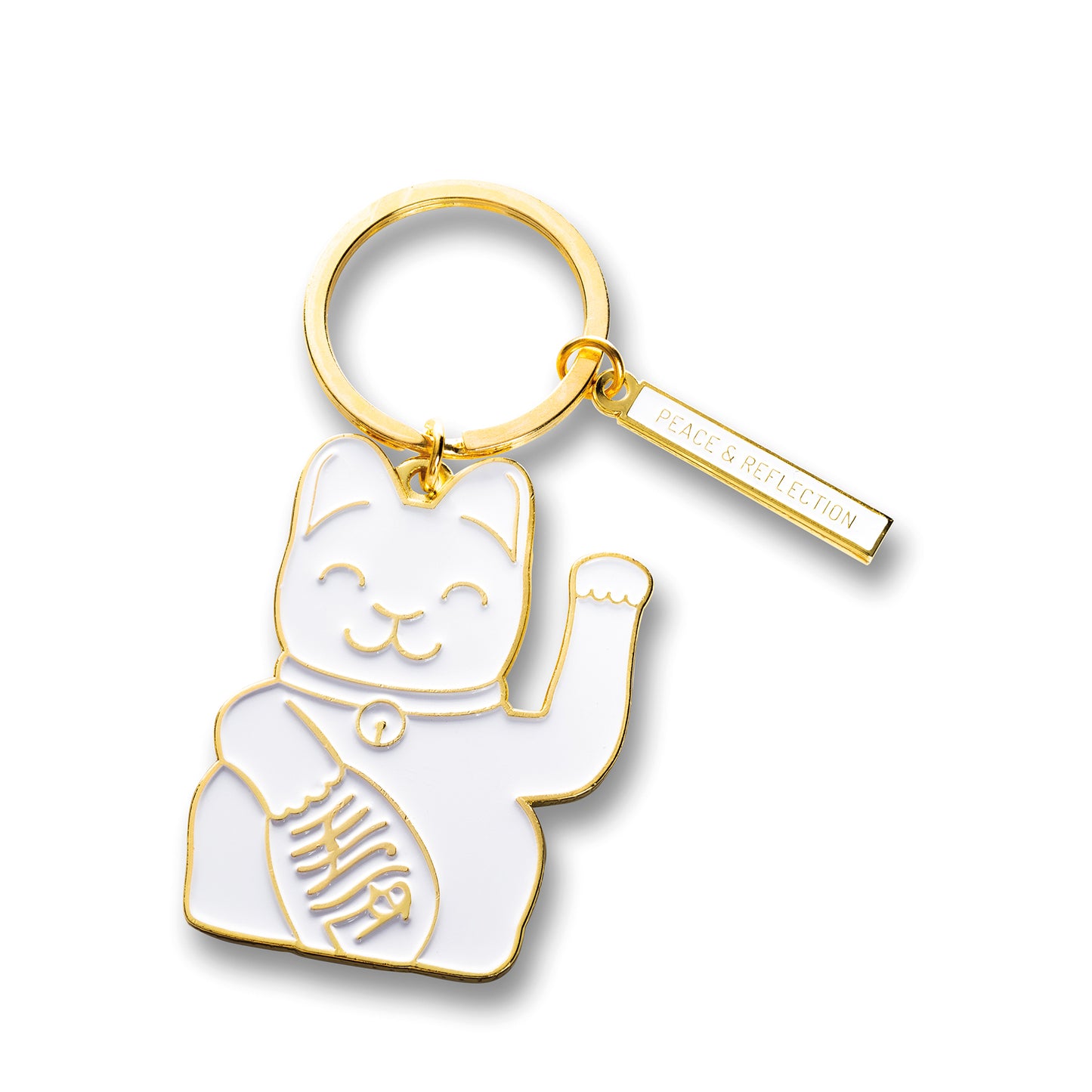 Maneki Neko Key Ring - weiss