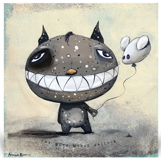Cat with mouse ballon