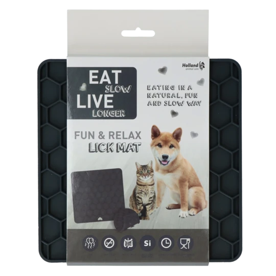 Eat Slow Live Longer Fun and Relax Lick Mat Schleckmatte Grau
