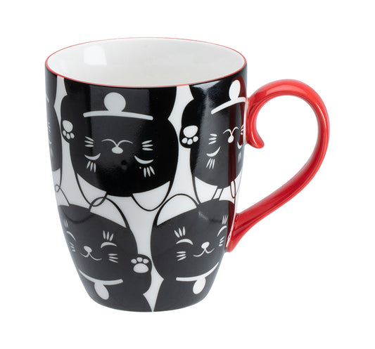 Mug Maneki Neko black on white