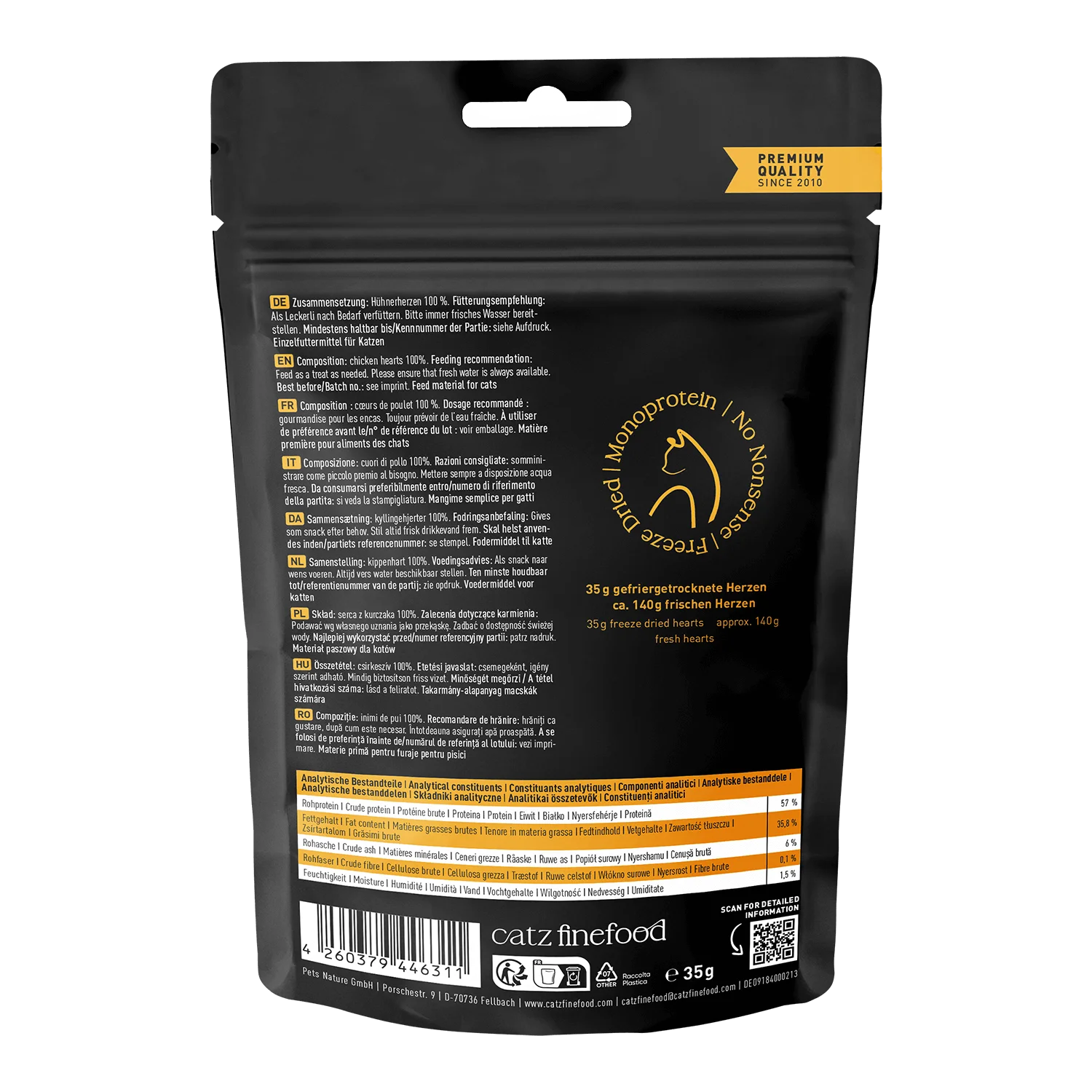 catz finefood Pure Snacks Hühnerherzen 35g