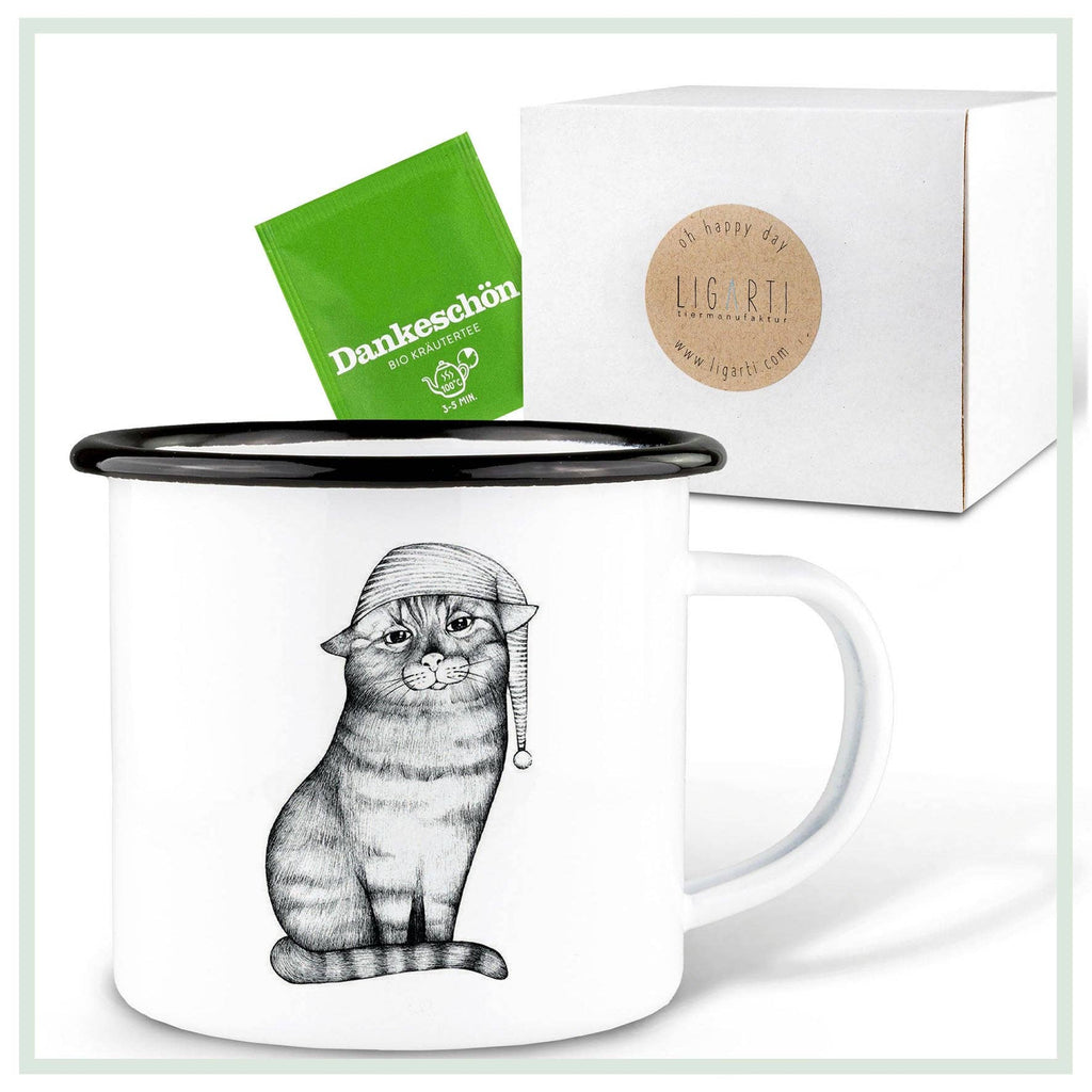 Emailletasse – Gute Nacht Katze