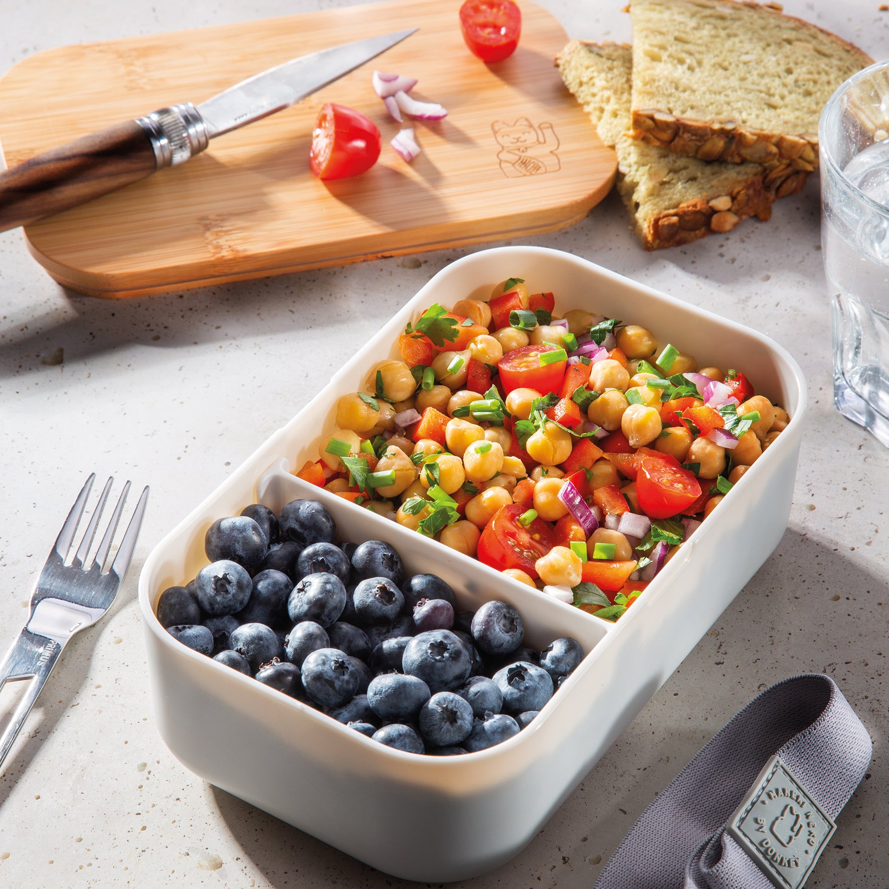 Maneki Neko Lunchbox - Brotdose - grau