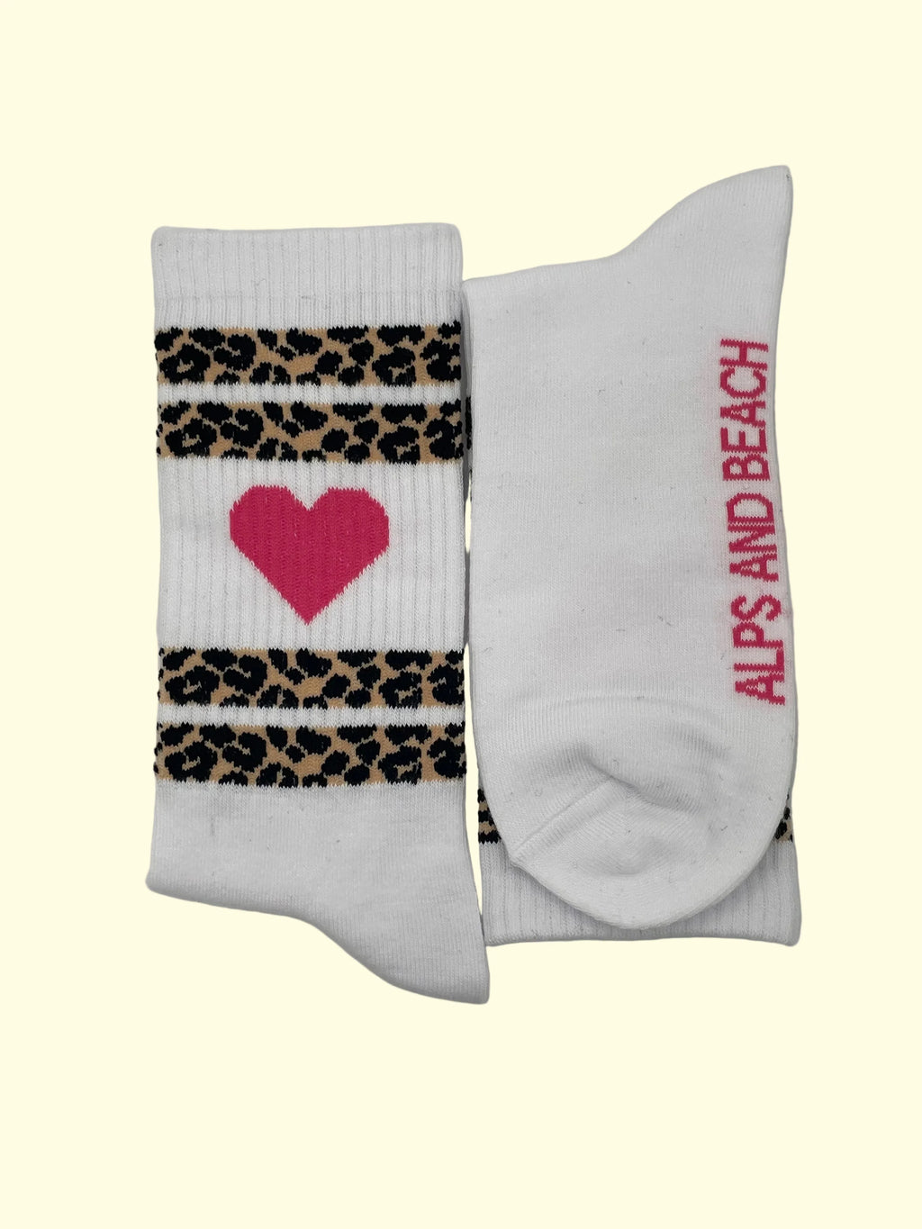 Socke weiß - Leo Streifen Pinkes Herz