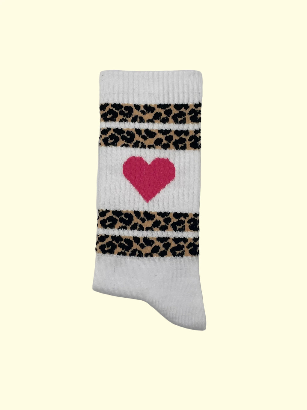 Socke weiß - Leo Streifen Pinkes Herz