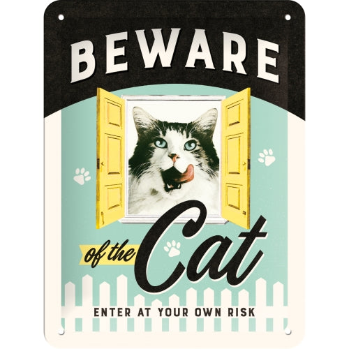 Blechschild 20 x 30 cm Beware of the Cat