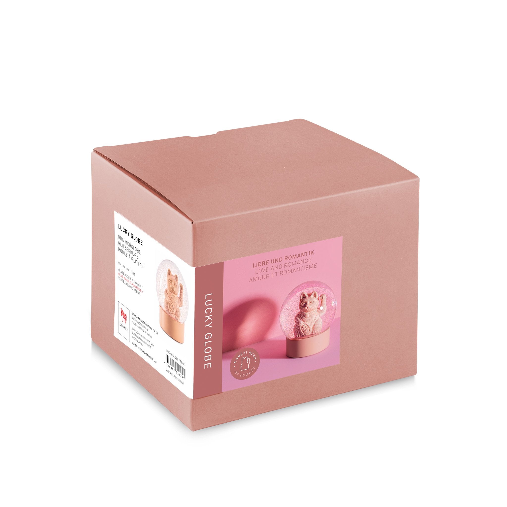Schneekugel Maneki Neko Lucky Globe Winkekatze Pink