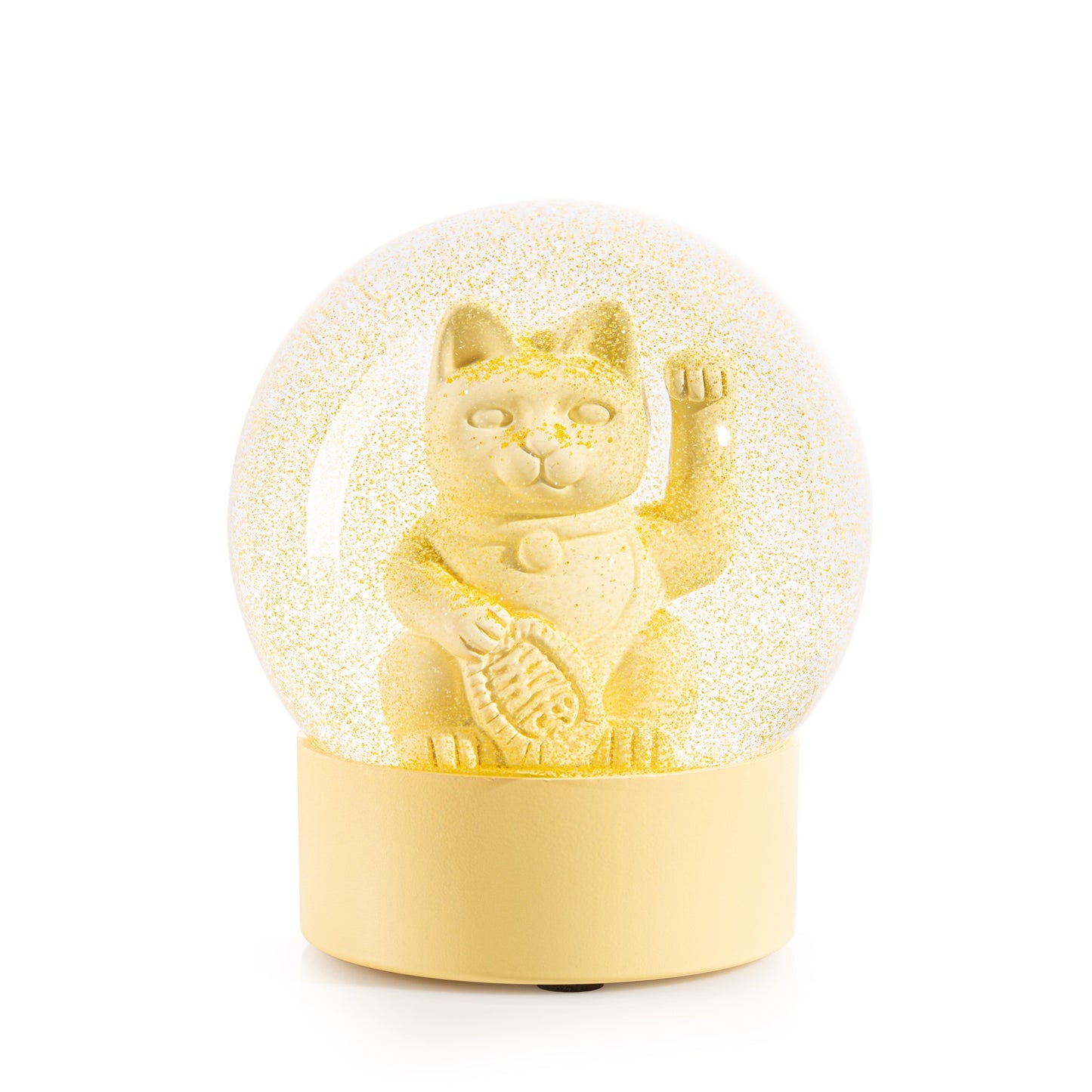 Schneekugel Maneki Neko Lucky Globe Winkekatze Gelb