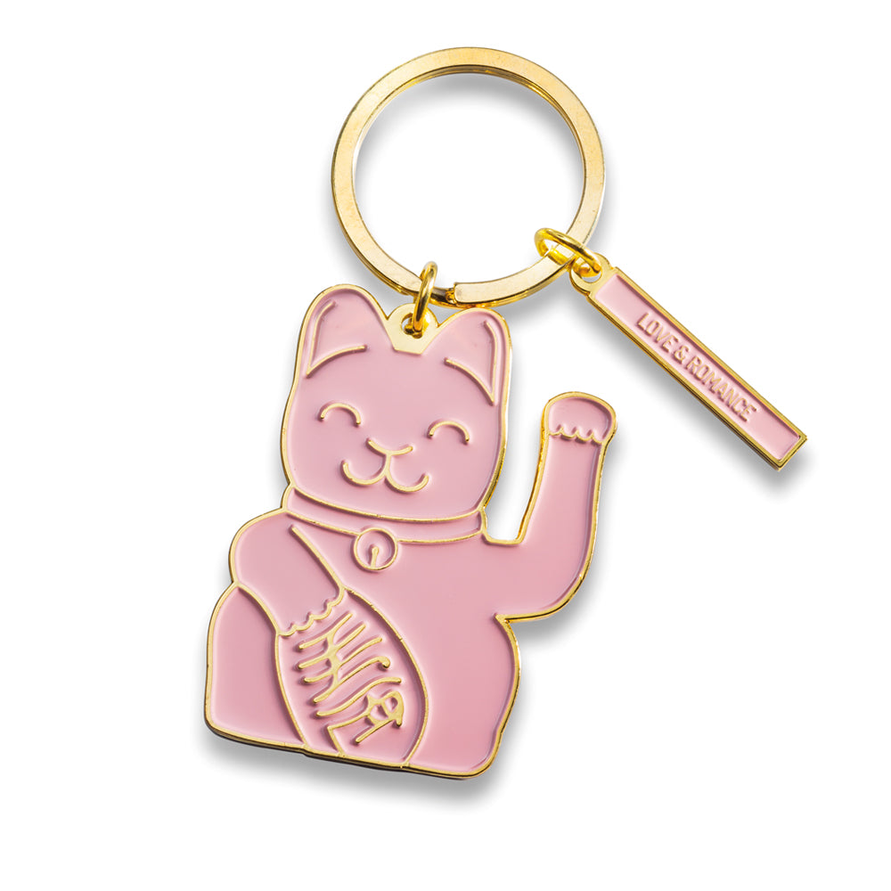 Maneki Neko Key Ring - pink