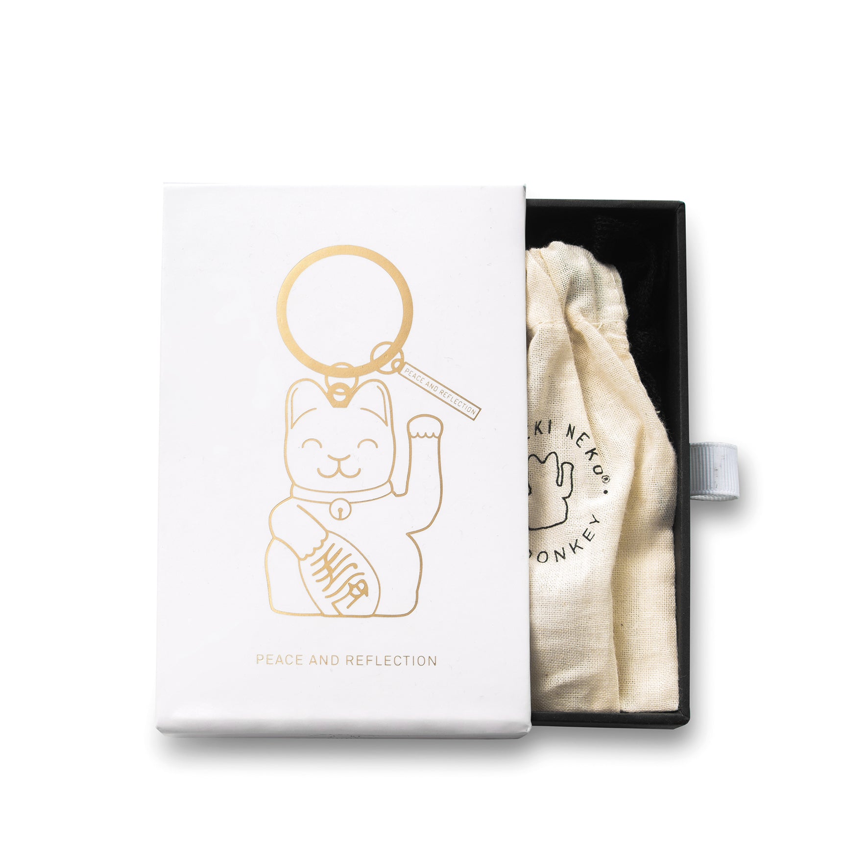 Maneki Neko Key Ring - weiss