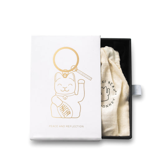 Maneki Neko Key Ring - weiss