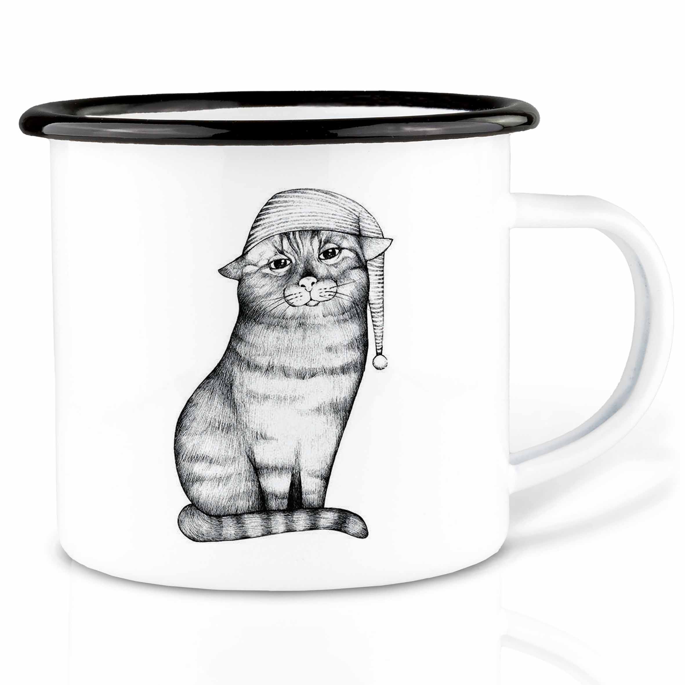 Emailletasse – Gute Nacht Katze