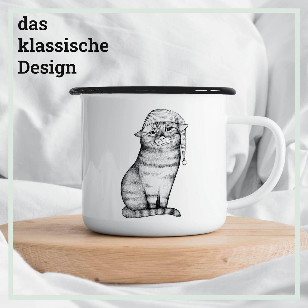 Emailletasse – Gute Nacht Katze