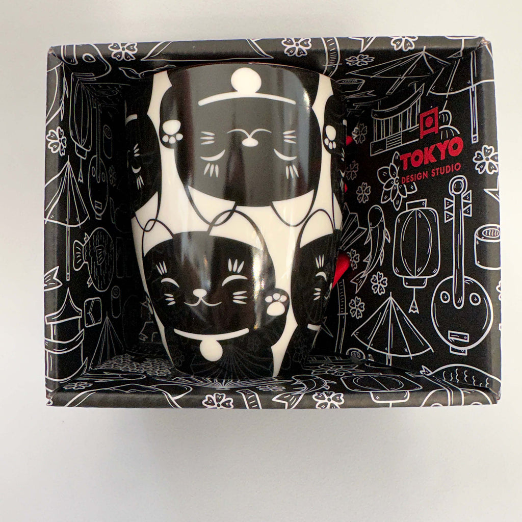 Mug Maneki Neko black on white