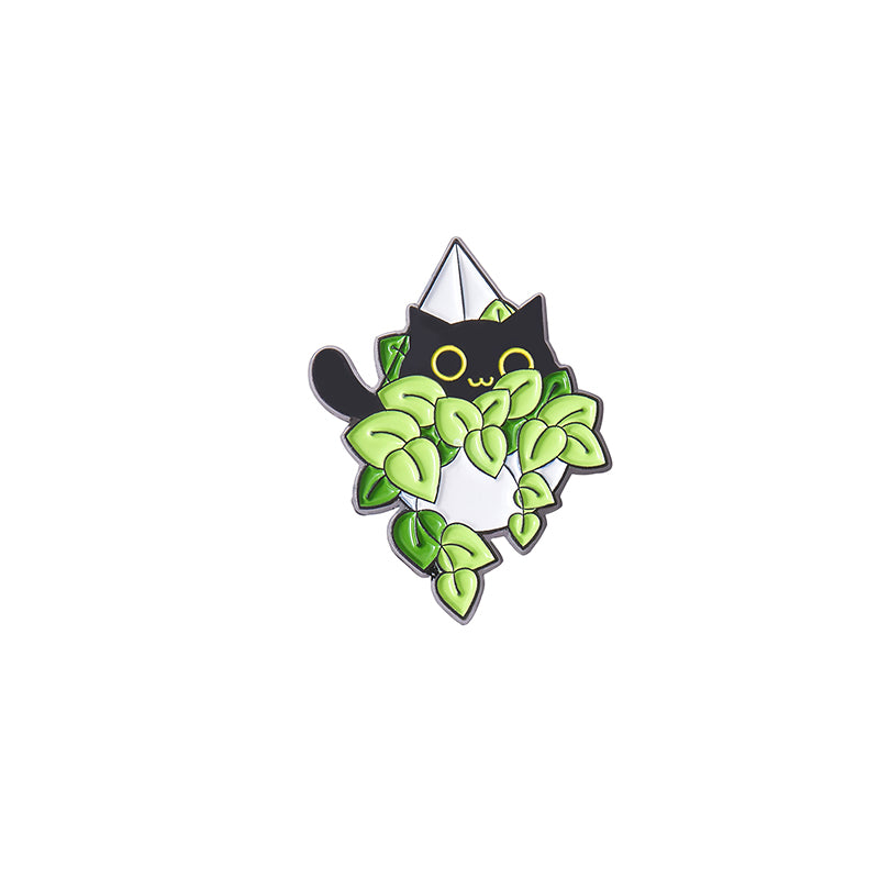 Emaille-Pin Katze in der Pflanze