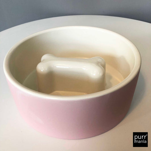 Cooling Ceramics Slow Feeding Dog Bowl Knochen pink L