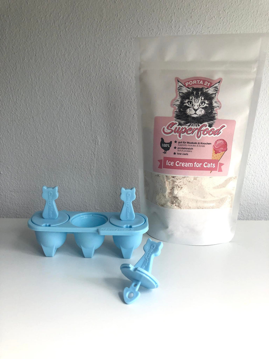 Katzeneis Set - Pulver und Förmchen