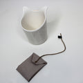 Tea for two: Set Katzenspielzeug tea bag neutral beige & Designtasse Kitty mug white