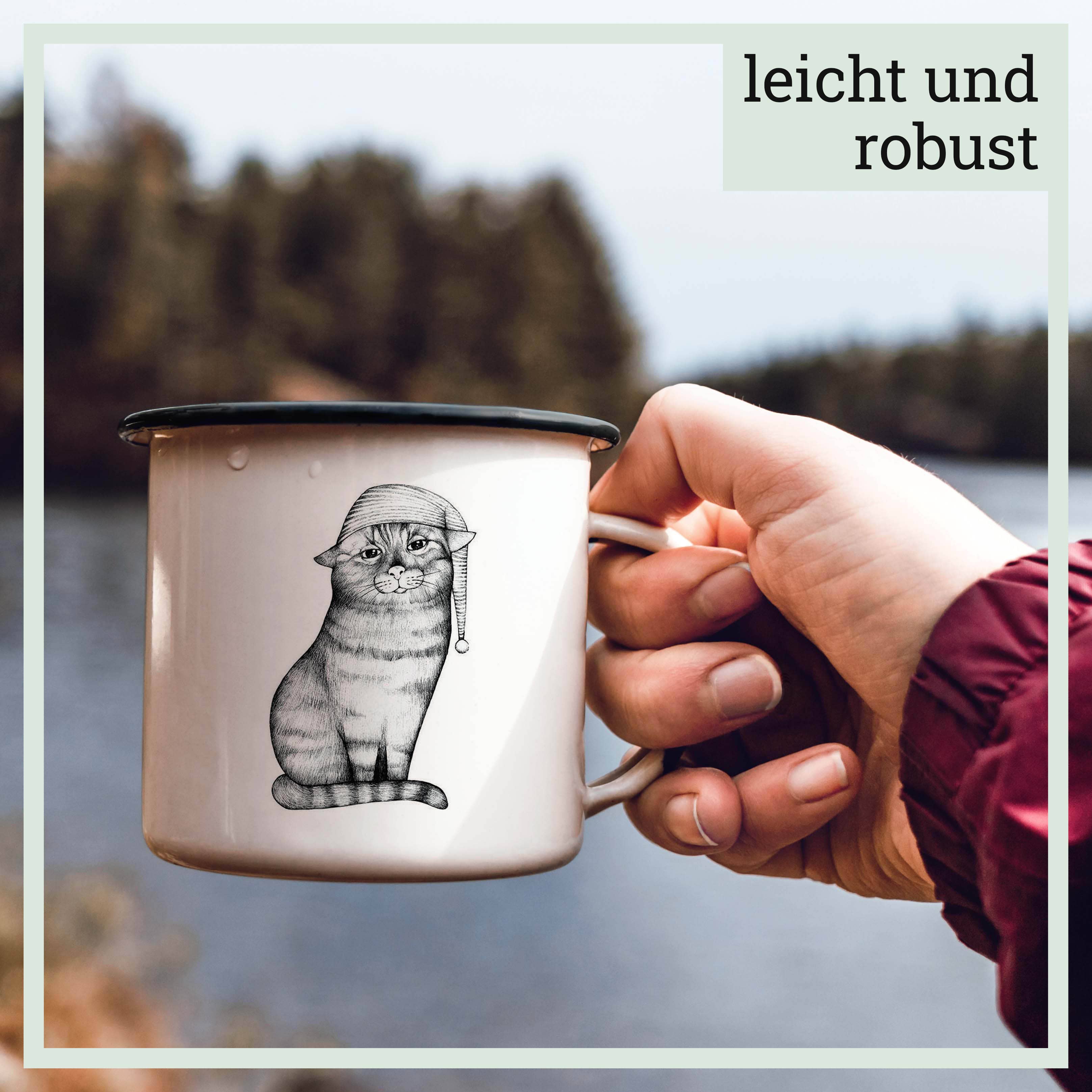Emailletasse – Gute Nacht Katze