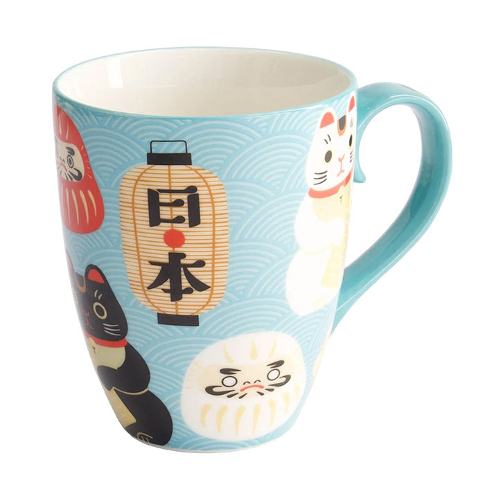 Tasse Lucky Cat mit Laternen Japan Ø 8.5 cm, 380 ml