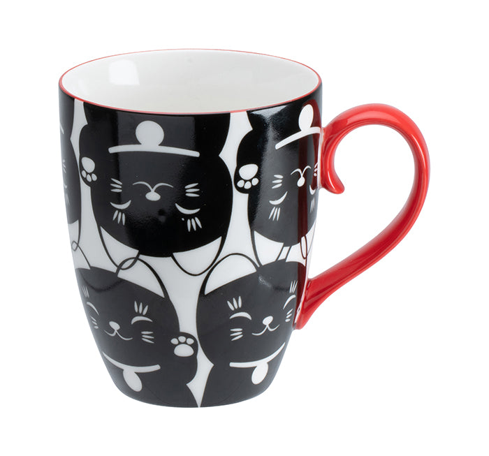 Mug Maneki Neko black on white