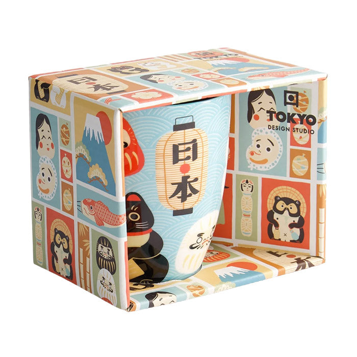 Tasse Lucky Cat mit Laternen Japan Ø 8.5 cm, 380 ml