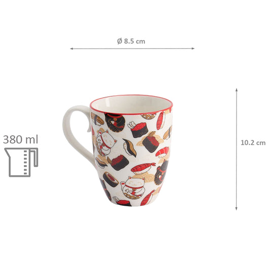 Tasse Kawaii Sushi Lucky Cat Ø 8.5 cm, 380 ml