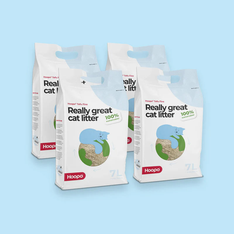 Hoopo Tofu Fine Katzenstreu Sparpack - 4 mal 7L